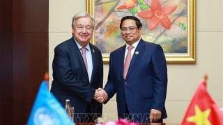 Thủ tướng Phạm Minh Chính gặp Tổng Thư ký Liên hợp quốc