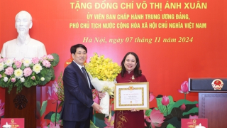 Trao Huy hiệu 30 năm tuổi Đảng tặng Phó Chủ tịch nước Võ Thị Ánh Xuân