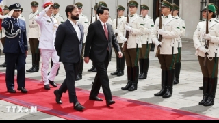 Lễ đón Chủ tịch nước Lương Cường thăm chính thức Cộng hòa Chile