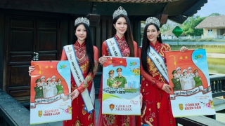 Hoa hậu Hoàn cầu Việt Nam góp phần lan tỏa ấn phẩm của Nhà xuất bản CAND gây quỹ quyên góp vì đồng bào