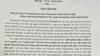 Người dân gửi thư cảm ơn Công an quận Hoàng Mai