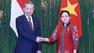 Tổng Bí thư Tô Lâm hội kiến Chủ tịch Hội đồng Đại biểu nhân dân Indonesia