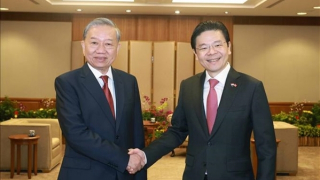 Lễ đón Tổng Bí thư Tô Lâm thăm chính thức Cộng hòa Singapore