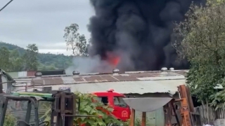 Cảnh sát nhanh chóng dập tắt vụ cháy lớn tại xưởng phế liệu rộng hơn 2.000m2