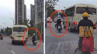 Triệu tập tài xế xe khách “múa lốp”, chèn ép xe máy trên Đại lộ Thăng Long