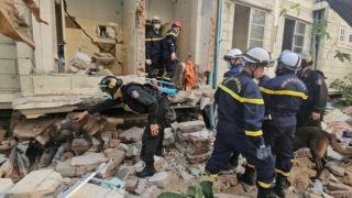 Chó nghiệp vụ hỗ trợ đắc lực giúp Đội CNCH Bộ Công an Việt Nam tìm kiếm, cứu nạn tại Myanmar