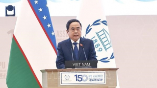 Chủ tịch Quốc hội Trần Thanh Mẫn phát biểu tại Phiên toàn thể cấp cao Đại hội đồng IPU-150
