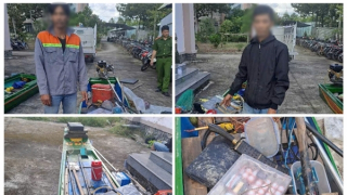 Bắt quả tang 2 kẻ đào ao cá để vào kích điện trộm cắp