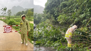 CSGT cắm chốt, phân luồng tại nhiều điểm sạt lở trên Quốc lộ 47