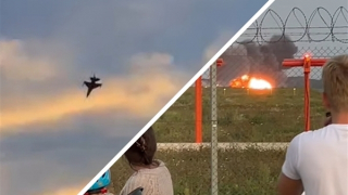 Tiêm kích F-16 của Ba Lan bốc cháy như quả cầu lửa ngay khi hạ cánh