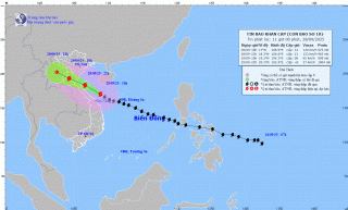 Sau 19h tối nay, bão số 10 đi vào đất liền các tỉnh từ phía bắc Quảng Trị đến Nghệ An