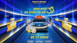 Sinh nhật 33 năm Nam A Bank: Hoàn tiền mỗi ngày, cơ hội trúng xe Honda CR-V trị giá 1,3 tỷ đồng