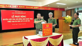 Công an các đơn vị ủng hộ đồng bào bị thiệt hại bởi thiên tai