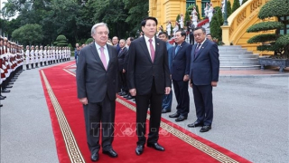 Chủ tịch nước Lương Cường chủ trì lễ đón chính thức Tổng Thư ký Liên hợp quốc