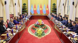 Chủ tịch nước Lương Cường hội đàm với Tổng Thư ký Liên hợp quốc