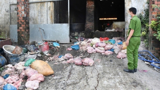 Hơn nửa tấn mỡ bẩn bốc mùi sắp "tuồn" ra thị trường được chế biến giữa... nghĩa trang