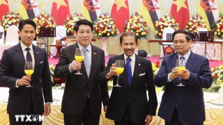 Chủ tịch nước Lương Cường chủ trì chiêu đãi cấp nhà nước Quốc vương Brunei