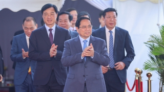 Thủ tướng Phạm Minh Chính dự khởi công tại điểm cầu xây dựng khu đô thị thể thao Olympic