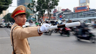 Diễn tập bảo đảm TTATGT phục vụ Chương trình nghệ thuật đặc biệt Chào mừng Đại hội Đảng