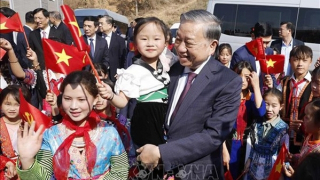 Tổng Bí thư Tô Lâm dự lễ khánh thành trường phổ thông nội trú liên cấp tại Điện Biên