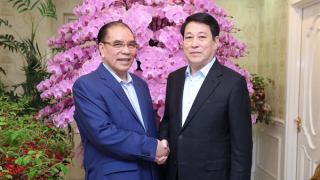 Chủ tịch nước Lương Cường chúc Tết nguyên Tổng Bí thư Nông Đức Mạnh
