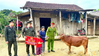 Trao “bò vàng” cho gia đình con nuôi Công an xã đón Tết