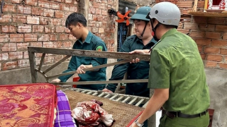 Công an giúp dân khắc phục hậu quả sau dông lốc do mưa trái mùa