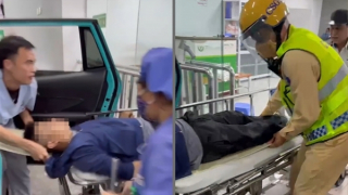 CSGT mở lối cho taxi vượt tắc đường cứu hai người bị tai nạn lao động