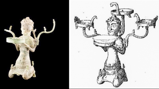 Ký bí cây đèn hình người quỳ Lạch Trường