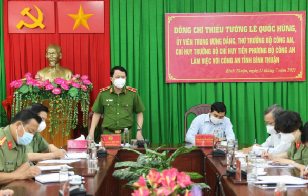 Thứ trưởng Lê Quốc Hùng làm việc với Công an tỉnh Bình Thuận về công tác phòng, chống dịch -0
