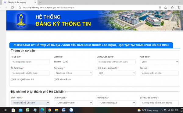 Công dân Bà Rịa – Vũng Tàu về từ TP Hồ Chí Minh có thể đăng ký qua mạng -0