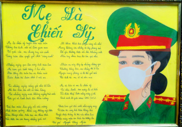 Nữ Trung úy làm thơ, vẽ tranh “Mẹ em là chiến sỹ” tặng đồng đội tuyến đầu -0