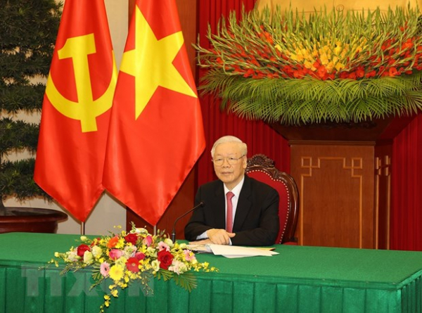 Tổng Bí thư Nguyễn Phú Trọng dự cuộc gặp cấp cao VN-Campuchia-Lào -0