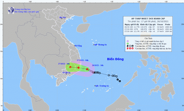 Áp thấp nhiệt đới đổ bộ, mưa lớn trải dài từ Trung Bộ, Tây Nguyên và miền Đông Nam Bộ -0