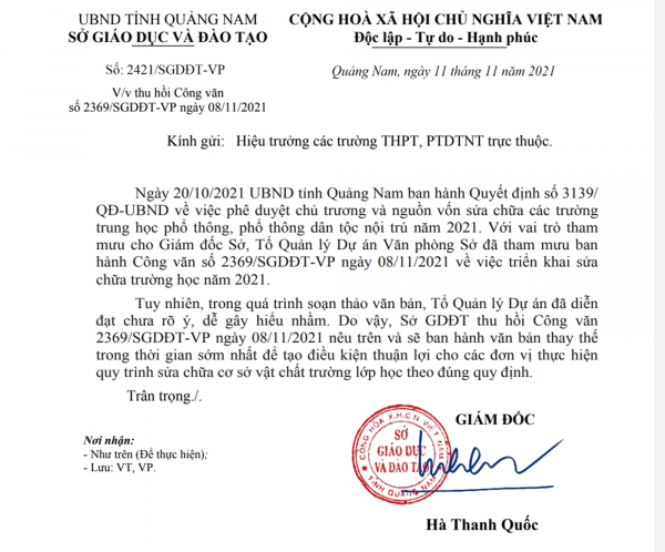 Chủ tịch tỉnh Quảng Nam lên tiếng về việc Sở GD&ĐT “giới thiệu” công ty tư vấn sửa chữa trường học -0
