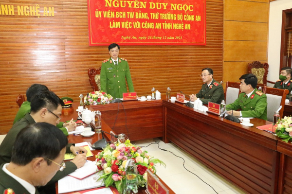 Thứ trưởng Bộ Công an Nguyễn Duy Ngọc làm việc tại Công an tỉnh Nghệ An -0