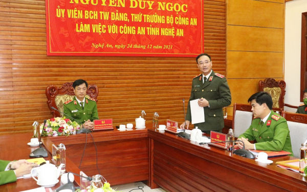 Thứ trưởng Bộ Công an Nguyễn Duy Ngọc làm việc tại Công an tỉnh Nghệ An -0