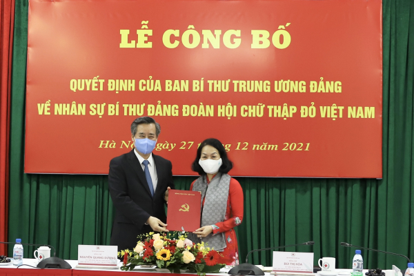 Ban Bí thư điều động, chỉ định đồng chí Bùi Thị Hòa giữ chức Bí thư Đảng đoàn Hội Chữ thập đỏ Việt Nam -0