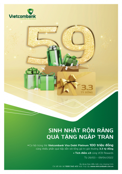 Ưu đãi hấp dẫn dành cho khách hàng nhân dịp sinh nhật 59 năm Vietcombank -0