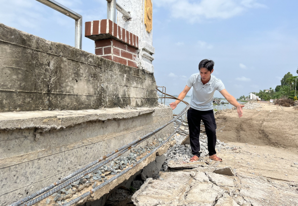 Cận cảnh công trình kè trăm tỷ ở Đồng Tháp chờ xóa bảo hành thì xảy ra sự cố -0