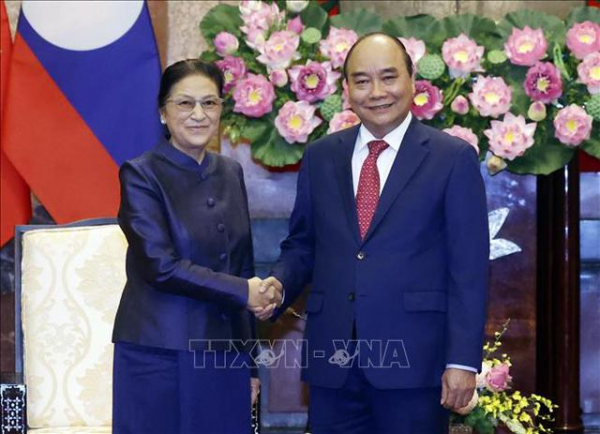 Chủ tịch nước Nguyễn Xuân Phúc tiếp xã giao Phó Chủ tịch nước Lào -0