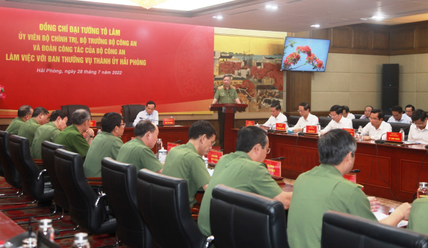 Bộ trưởng Tô Lâm dẫn đầu Đoàn công tác Bộ Công an làm việc tại Hải Phòng -0
