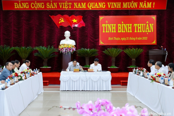 Thủ tướng Phạm Minh Chính làm việc với Ban Thường vụ Tỉnh ủy Bình Thuận -0