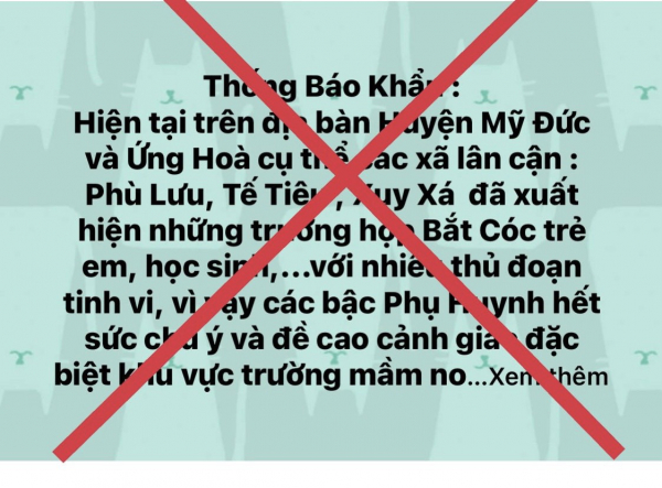 Xử lý nghiêm đối tượng thông tin thất thiệt ‘Bắt cóc trẻ em’ ở Hà Nội -0