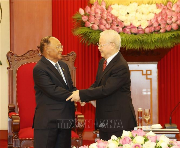 Tổng Bí thư Nguyễn Phú Trọng tiếp Chủ tịch Quốc hội Vương quốc Campuchia -0