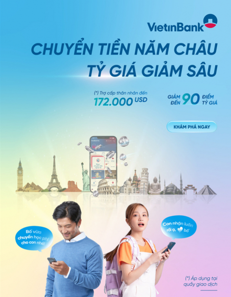 Nhận vô vàn ưu đãi khi mua ngoại tệ và chuyển tiền quốc tế tại VietinBank -0