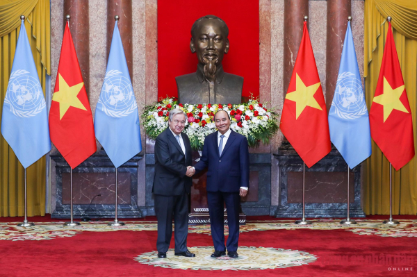 Chủ tịch nước chủ trì lễ đón Tổng thư ký Liên Hợp Quốc thăm chính thức Việt Nam -0