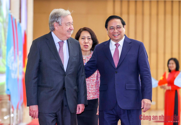 Thủ tướng Phạm Minh Chính tiếp Tổng thư ký Liên hợp quốc Antonio Guterres -1