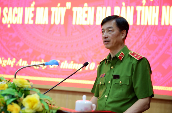 Trung tướng Nguyễn Duy Ngọc, Thứ trưởng Bộ Công an dự Hội nghị sơ kết thực hiện Đề án xây dựng “Xã biên giới sạch về ma túy” tại Nghệ An -0