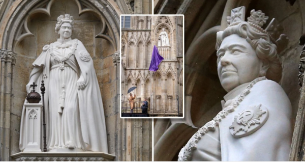 Vua Charles III công bố bức tượng Nữ hoàng Elizabeth II bằng đá vôi đầu tiên -0